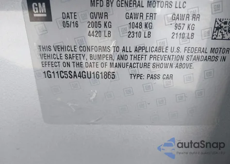 2016 Chevrolet Malibu Limited Lt z USA, uszkodzony, nr VIN 1G11C5SA4GU161865